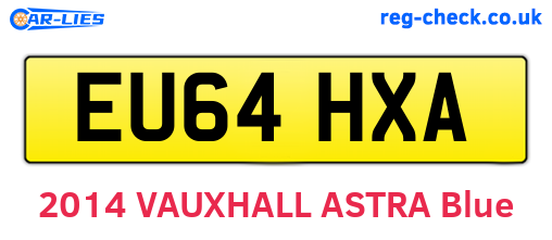 EU64HXA are the vehicle registration plates.