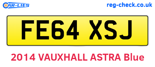 FE64XSJ are the vehicle registration plates.