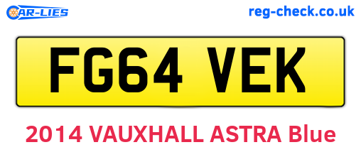 FG64VEK are the vehicle registration plates.