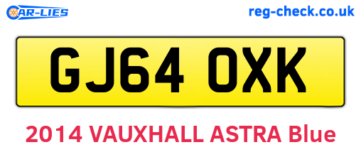 GJ64OXK are the vehicle registration plates.