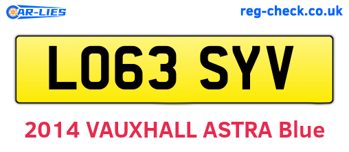 LO63SYV are the vehicle registration plates.