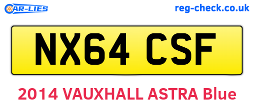 NX64CSF are the vehicle registration plates.