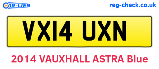 VX14UXN are the vehicle registration plates.
