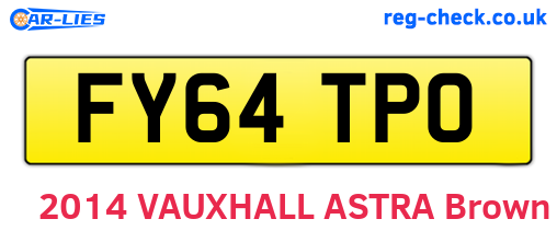 FY64TPO are the vehicle registration plates.