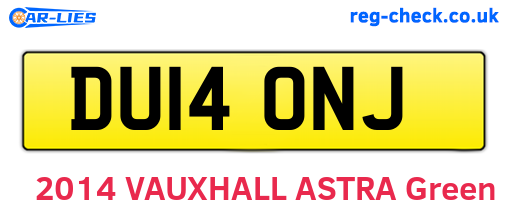 DU14ONJ are the vehicle registration plates.