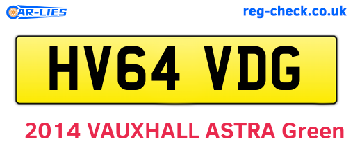 HV64VDG are the vehicle registration plates.
