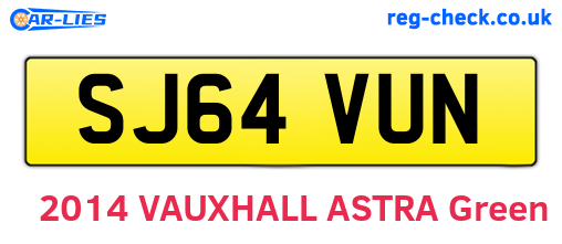 SJ64VUN are the vehicle registration plates.