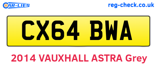 CX64BWA are the vehicle registration plates.