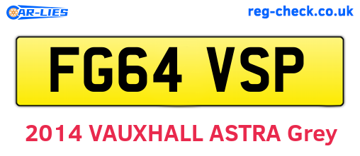 FG64VSP are the vehicle registration plates.