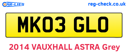 MK03GLO are the vehicle registration plates.