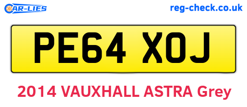 PE64XOJ are the vehicle registration plates.