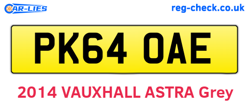 PK64OAE are the vehicle registration plates.