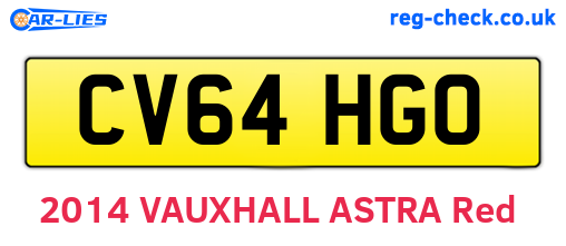 CV64HGO are the vehicle registration plates.