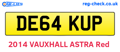 DE64KUP are the vehicle registration plates.