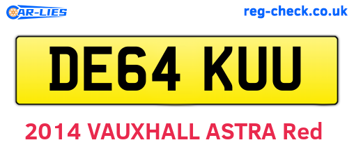 DE64KUU are the vehicle registration plates.