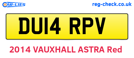 DU14RPV are the vehicle registration plates.