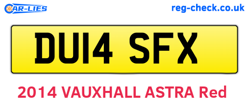 DU14SFX are the vehicle registration plates.
