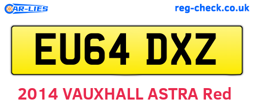 EU64DXZ are the vehicle registration plates.