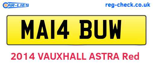 MA14BUW are the vehicle registration plates.