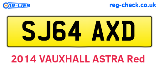 SJ64AXD are the vehicle registration plates.
