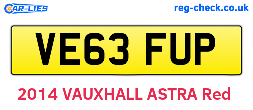 VE63FUP are the vehicle registration plates.