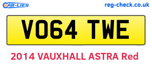 VO64TWE are the vehicle registration plates.