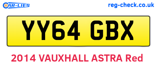 YY64GBX are the vehicle registration plates.