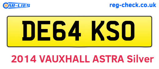 DE64KSO are the vehicle registration plates.