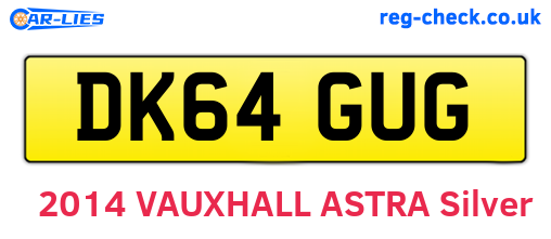 DK64GUG are the vehicle registration plates.