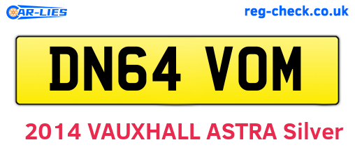 DN64VOM are the vehicle registration plates.