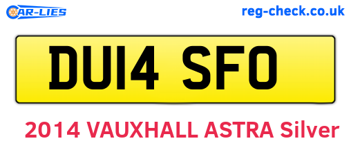 DU14SFO are the vehicle registration plates.