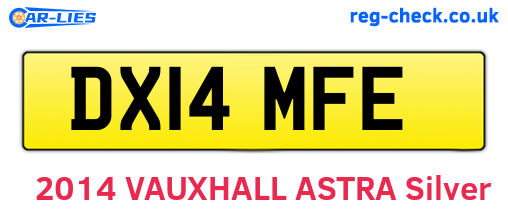 DX14MFE are the vehicle registration plates.