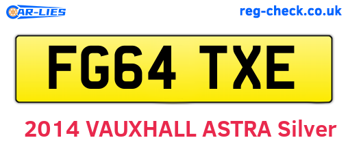 FG64TXE are the vehicle registration plates.