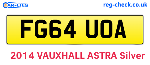 FG64UOA are the vehicle registration plates.
