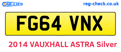 FG64VNX are the vehicle registration plates.