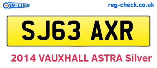 SJ63AXR are the vehicle registration plates.