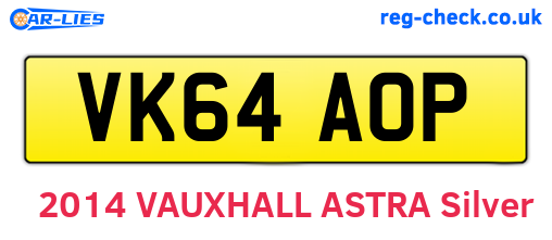 VK64AOP are the vehicle registration plates.