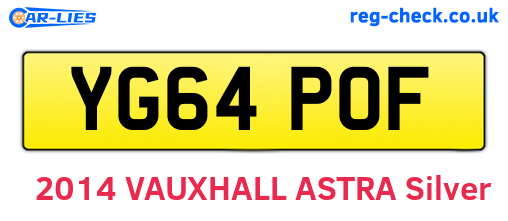 YG64POF are the vehicle registration plates.