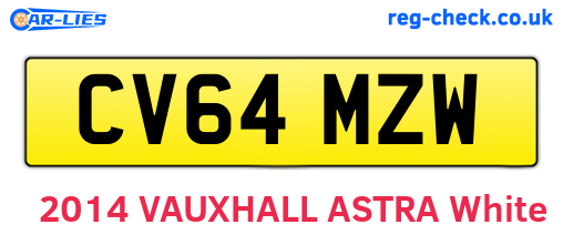 CV64MZW are the vehicle registration plates.