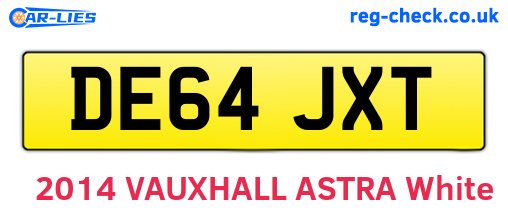 DE64JXT are the vehicle registration plates.