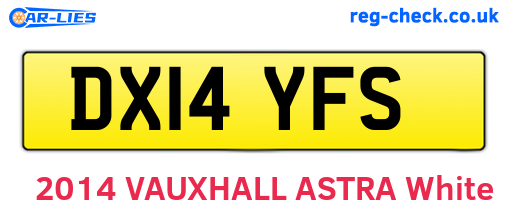DX14YFS are the vehicle registration plates.