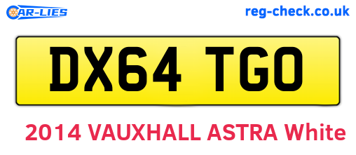 DX64TGO are the vehicle registration plates.