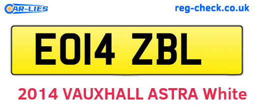 EO14ZBL are the vehicle registration plates.