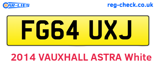 FG64UXJ are the vehicle registration plates.
