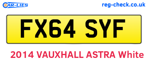 FX64SYF are the vehicle registration plates.