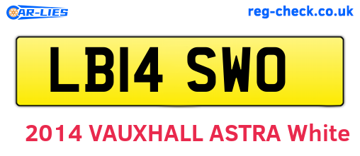 LB14SWO are the vehicle registration plates.