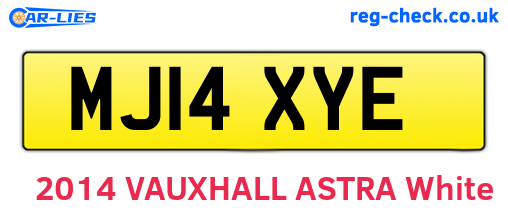 MJ14XYE are the vehicle registration plates.