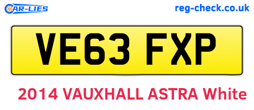 VE63FXP are the vehicle registration plates.
