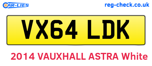 VX64LDK are the vehicle registration plates.