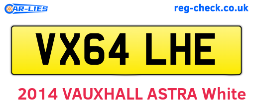 VX64LHE are the vehicle registration plates.